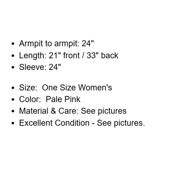 Sen Sweater Womens One Size Pale Pink Lightweight Hi Lo Hem Coastal Lagenlook - Picture 4 of 12